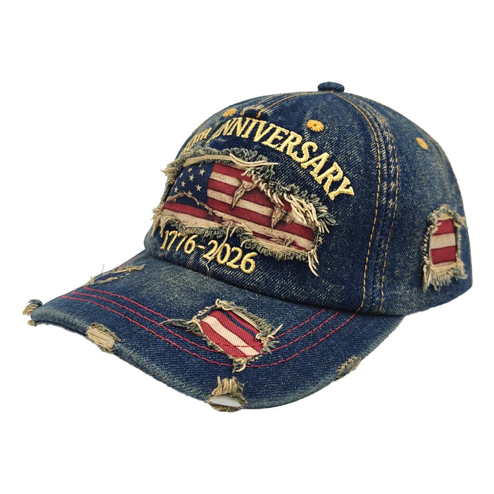 America 250th Anniversary Commemorative Baseball Cap Unisex Vintage Washed Cotton Sun Protection Adjustable Snapback Hat