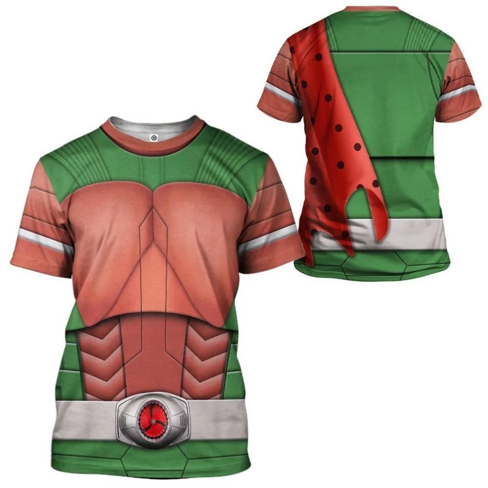 Kamen Rider W CycloneJoker T-shirts Japanese Tokusatsu Cosplay 3D Print Kids Tees Summer Men/Women Harajuku Short Sleeve Y2k Top