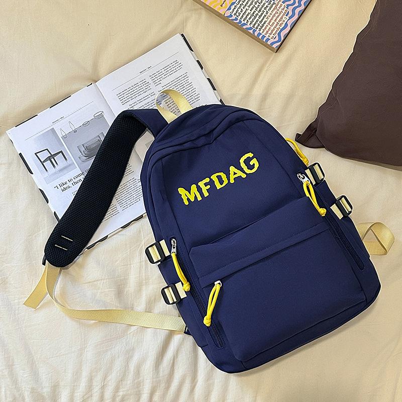 Korean Version of the New Thickened Fabric Collegiate Style Schoolbag College Student Fashion Large Capacity Backpack Middle and High School Backpack