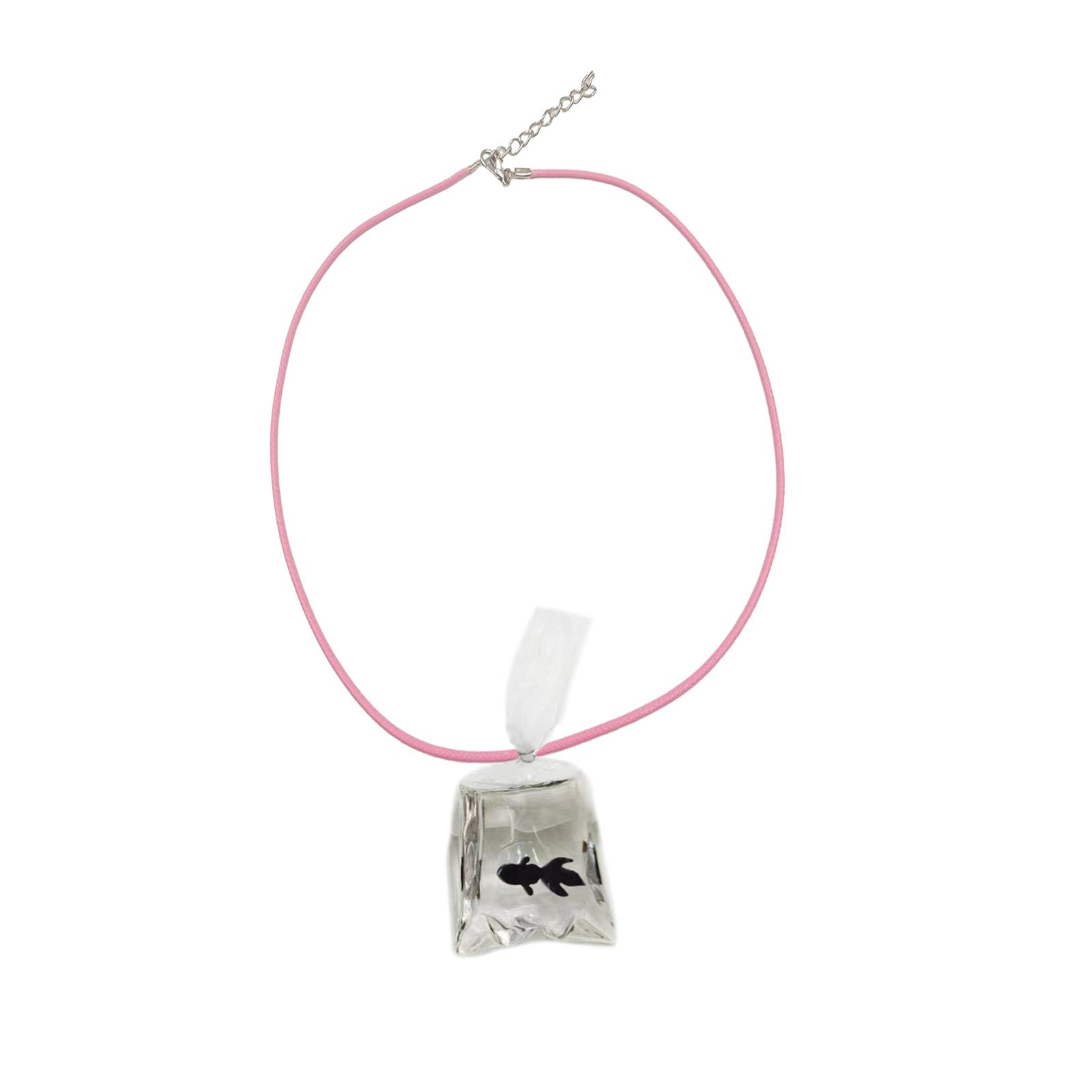 

Acrylic Goldfish Water Bag Necklace Novelty Carp Choker Lucky Pendant Necklaces for Women Collar Clavicle Chain Gift чёрный