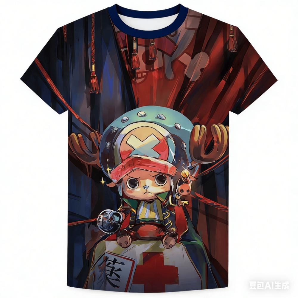 Załoga Słomkowego Kapelusza zbiera się! T-shirt z trójwymiarowym nadrukiem na całej powierzchni z wieloma postaciami - Oddychający i spersonalizowany top z gadżetami anime