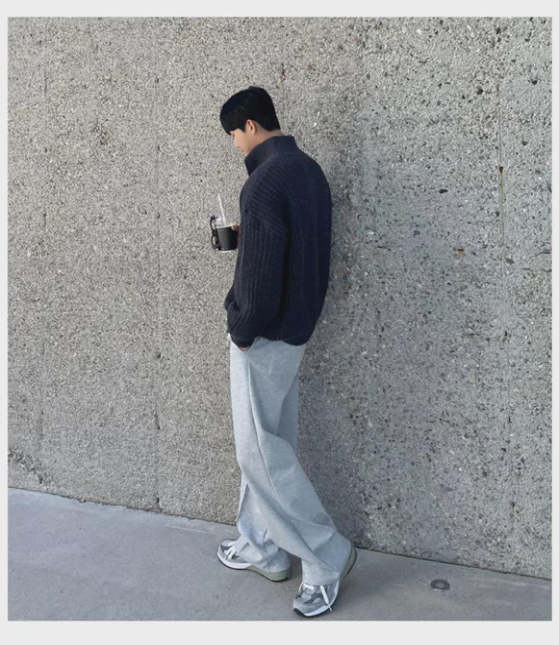 Chaqueta Cárdigan de Punto Retro Coreana con Cuello Mao para Hombre