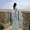 Niche Temperament Butterfly Neck Hollow Dress Backless Thin Fishtail Dress Long Dress Sea