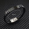 Men Silicone Faux Braided Leather Buckle Clasp Bracelet Bangle Jewelry