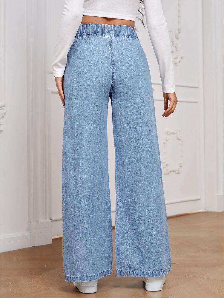 Retro Slängiga Damjeans 2025: Lösa Raka Vida Casual Långa Byxor