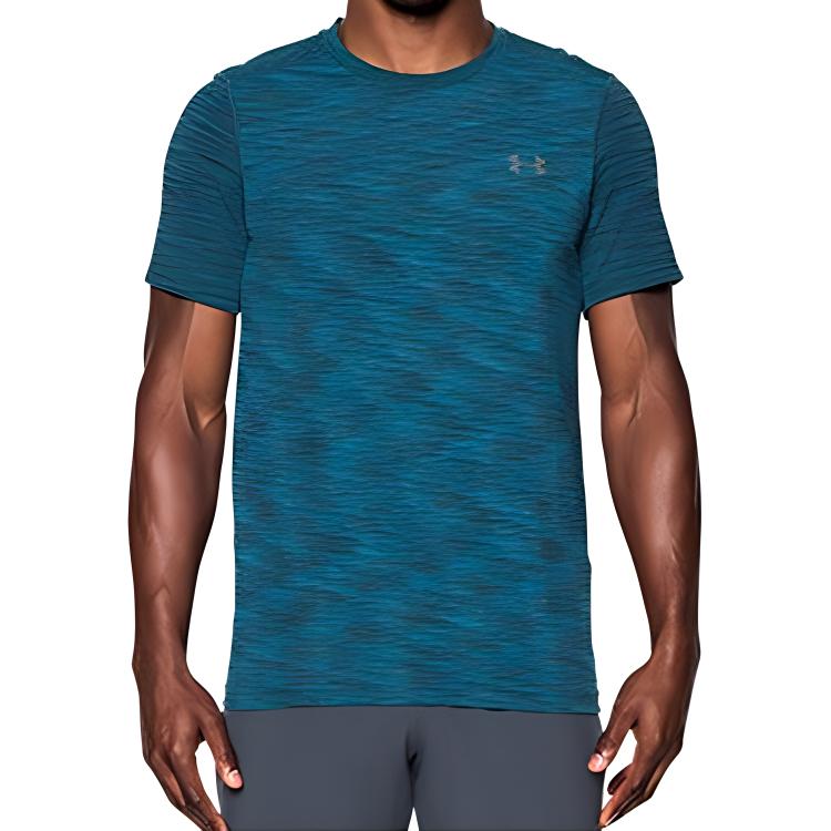 Under Armour Logo Casual Sports Crew Neck T-Shirt Men Tops Blue 1289596-953
