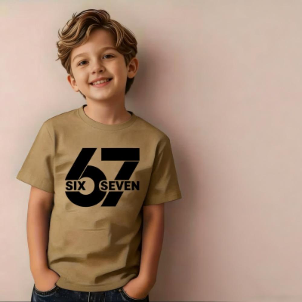 Summer Fashion Basic Six Seven 67 Print Kids T-Shirts Summer Street Short-Sleeve Outdoor Casual Tops for Boy and Girl's Tees Top