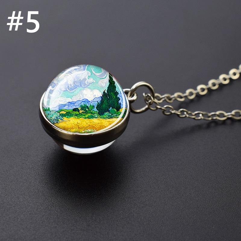 

Ожерелье с подвеской в ​​виде масляной живописи Ван Гога, креативная художественная картина маслом, стеклянный хрустальный шар, подвеска, подвесное ожерелье, подарок для женщин и девочек