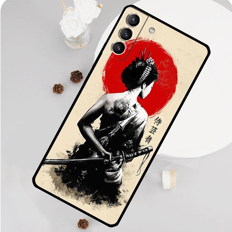 

Samurai Warrior Geisha Case For Samsung Galaxy S23 FE S20 S21 S22 Ultra S8 S9 S10 Plus Note 10 20 Ultra Soft Cover Galaxy S23 Plus