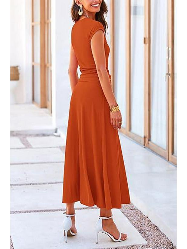 2025 Summer European-American Casual Knit Crop Top & High Waist Midi Skirt Set