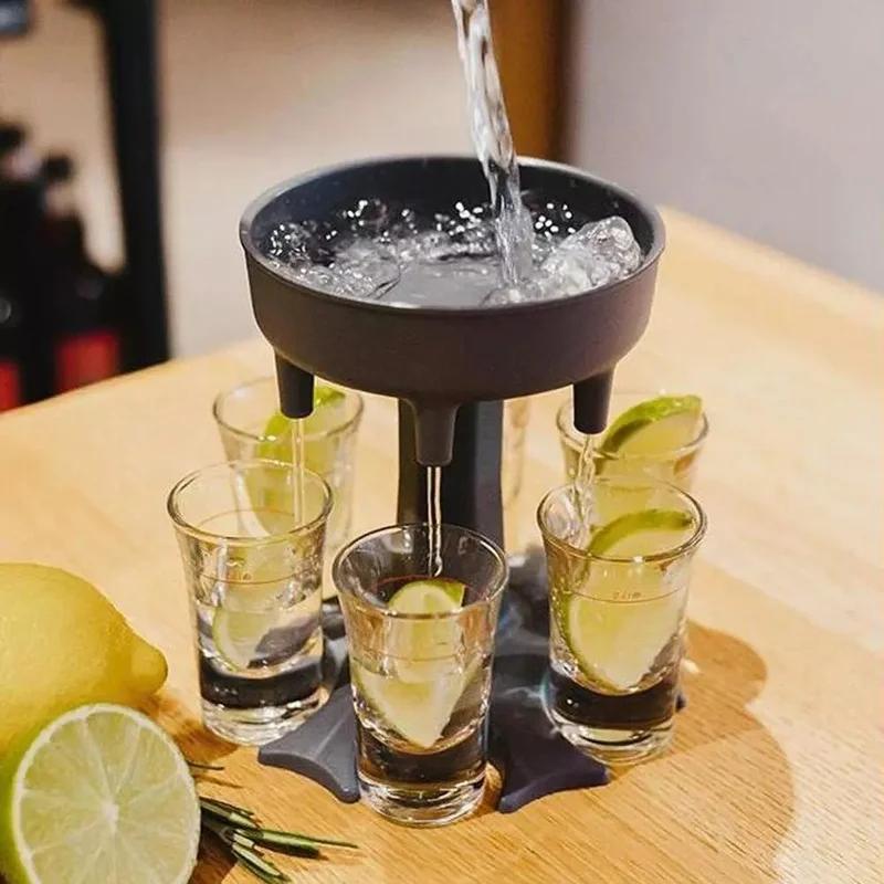 6Shot Glass Dispenser Holder Wine Whisky Beer Dispenser Rack Bar Accessories Caddy Liquor Dispenser Party Games Drinking Tools