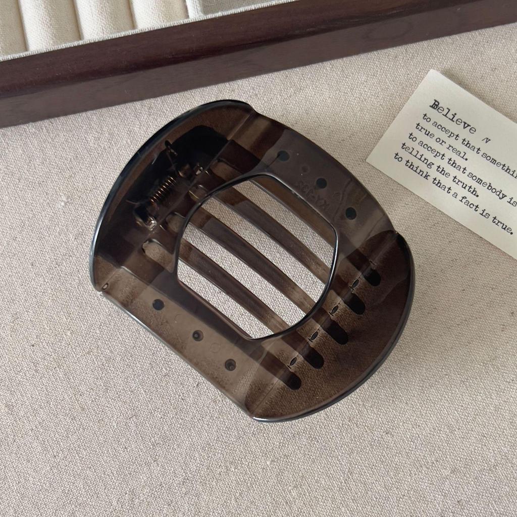 Vintage Abalone Curved Hair Clip - Large Duckbill Claw for Women's Updo, Gentle On Hair