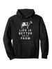 'S Farm Life Hoodie Sweatshirt - Cow And Farm Slogan Print Pullover with Cowhide-Like Texture - Long Sleeve Casual Agricultural Apparel for Rural Livi