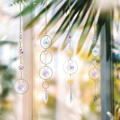 4 Stück Kristalle Lichtprismen Fänger Hängend Regenbogenmacher Fensterdekoration Zuhause Büro Garten Hängender Anhänger