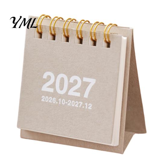 Kompakter Tischkalender für Zuhause, Mini-Schreibtisch 2026-2027, Okt 2026 bis Dez 2027, Stehend, zum Umblättern, Kleines tragbares Schreibtisch-Dekorationsobjekt-Kalender, 14 Monate