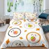 Japan Sushi King Queen Duvet Cover Marine Life Bedding Set Cartoon Japanese Food Quilt Cover Colorful Polyester Comforter Cover