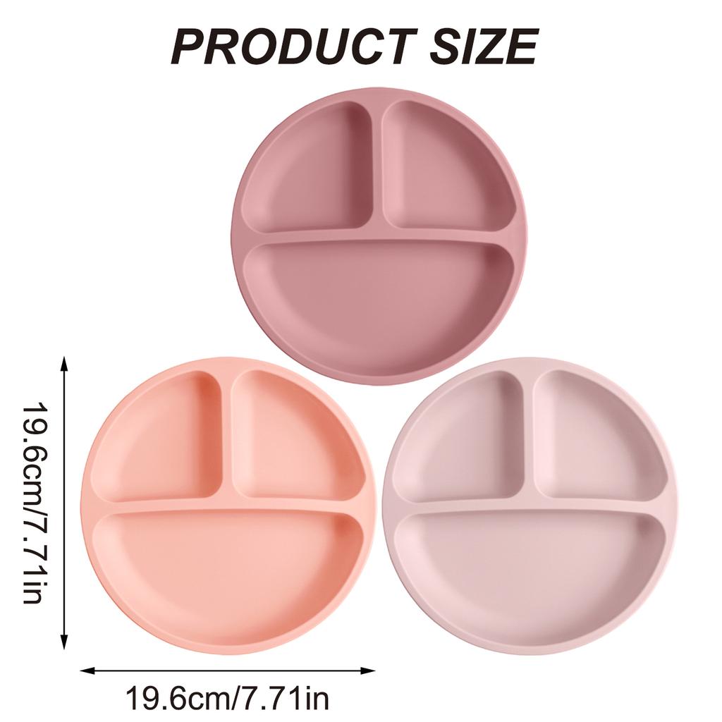 Color Kids 3PCS Silicone Baby Feeding Set With Suction Plate BPA Free Eco Friendly Training Tableware Toddler Weaning Utensils