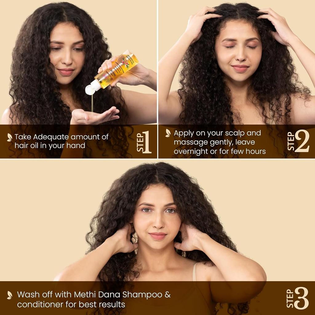 La Pink Methi Dana 8-in-1 Hair Oil with Hibiscus & Onion For Men and Women | Hair Fall Control & Hair Growth | 100% Microplastic Free Formula | 150ml