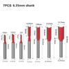 1/7 stücke Einzigen Doppel Flöte Gerade Bit 6mm 1/4 zoll Schaft Fräser für Holz Wolfram Hartmetall Router bit Holz Werkzeug