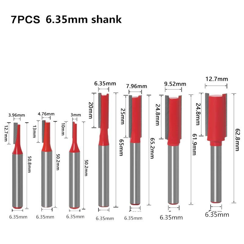 1/7 stücke Einzigen Doppel Flöte Gerade Bit 6mm 1/4 zoll Schaft Fräser für Holz Wolfram Hartmetall Router bit Holz Werkzeug