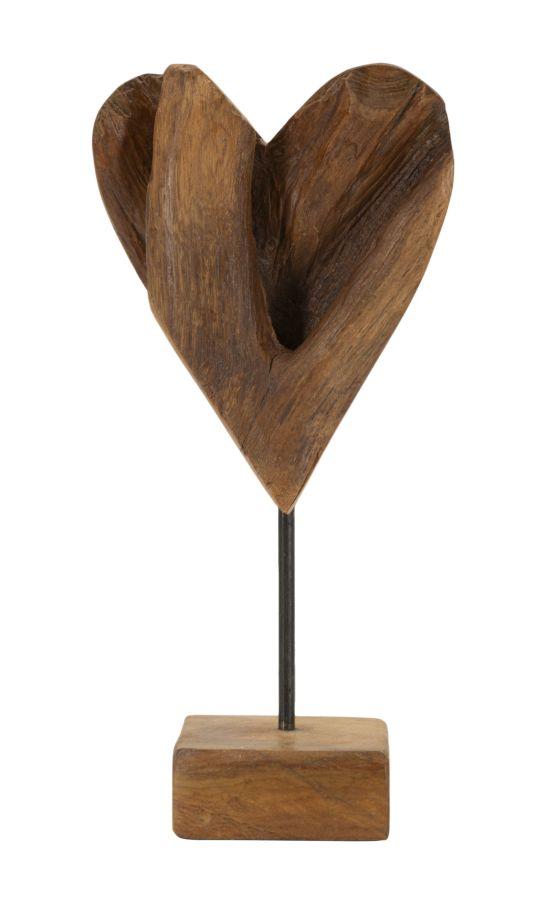 Heart Sculpture Teak Cm 15X10X35