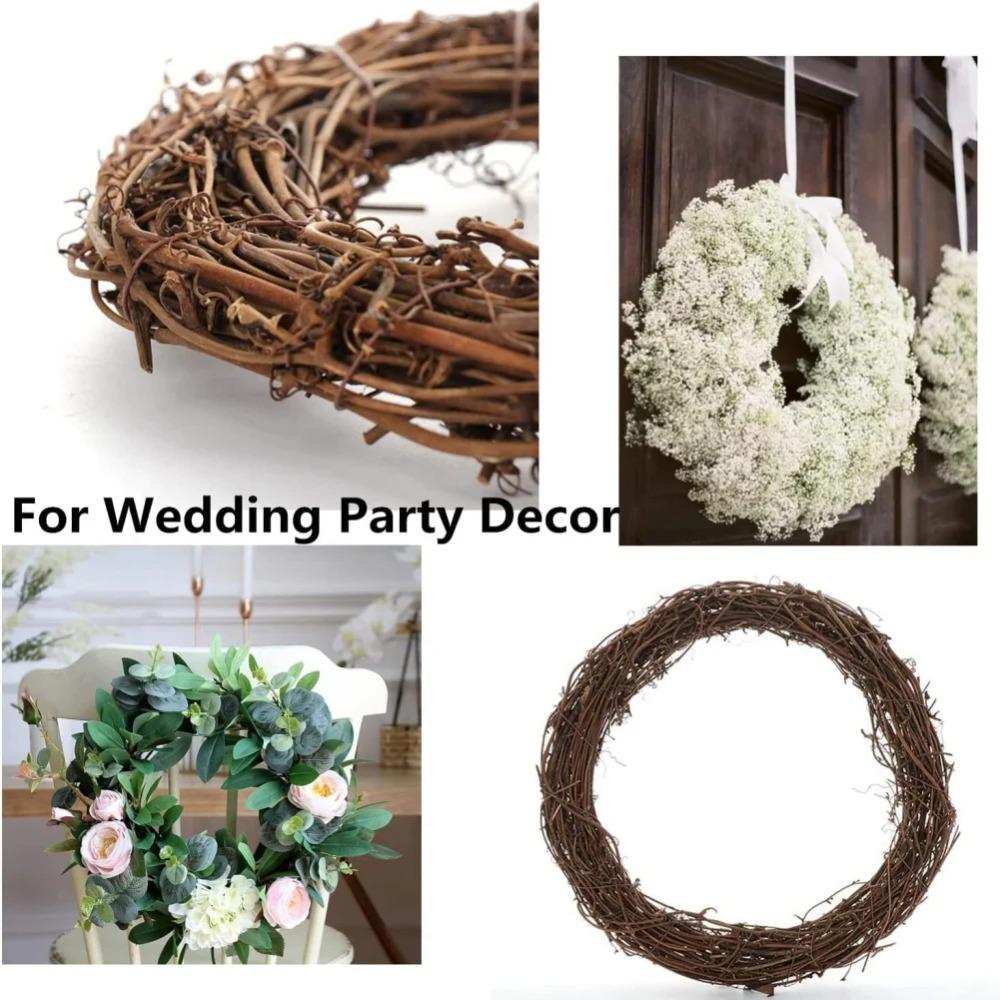 DIY Floral Wreath Round Natural Rattan Ring Christmas Garland Hanging Ornament Wedding Decoration Home Decor