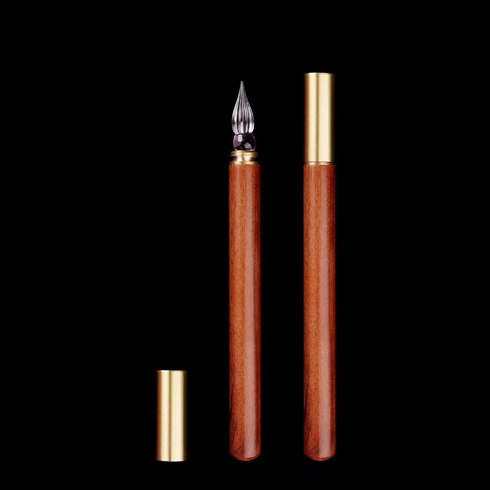 Wood Handle Glass Dip Pen Filling Ink Dipping Pen School Supplies Glass Fountain Pen  Signature