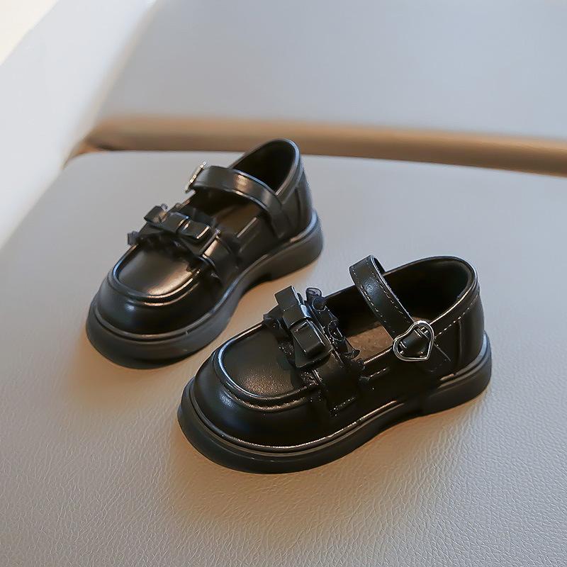 

British style black children s casual shoes, foreign style little girl comfortable trendy shoes, girls small leather shoes 2025 spring and autumn ne Size 23: 14.7cm