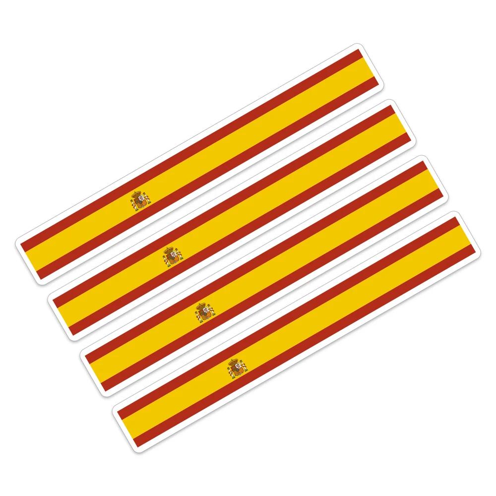 

4pcs Car Stickers Creative Spain Stripe Flag Decals Motorcycle Racing Sticker Waterproof Auto Moto Helmet Decoration Accessories