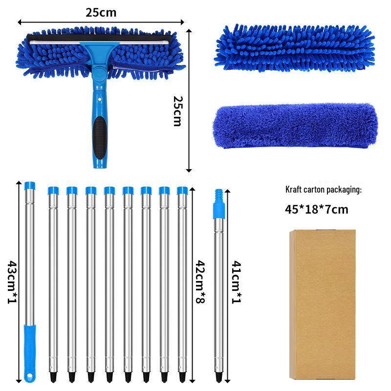 Dual-Sided High-Rise Glass Cleaning Wiper: 2-in-1 Splicing Pole & Window Scraper Artifact