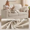 Corduroy Sofa, 2-Seater, 144 cm Wide, Wide Padded Seat, 2 Cushions, Beige
