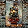 Vintage Steam Train Metal Sign Waterproof Bathroom Kitchen Decor Wall Art