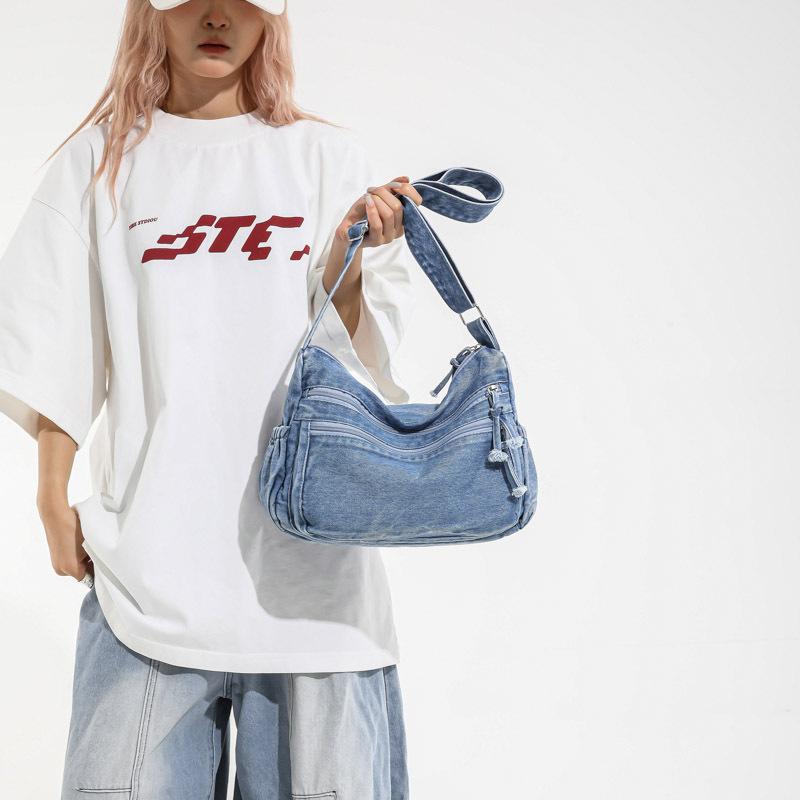 Denim Fabric Fashion Shoulder Bag, Crossbody Bag, Tote Bag, Commuting Bag, Large Bag