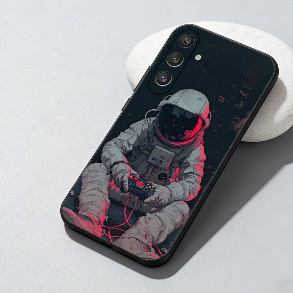 

Sci-Fi Astronaut Parinted Phone Case For Samsung Galaxy A73,A72,A71,A70,A52,A51 Others Soft Black Cover Samsung a22 4g