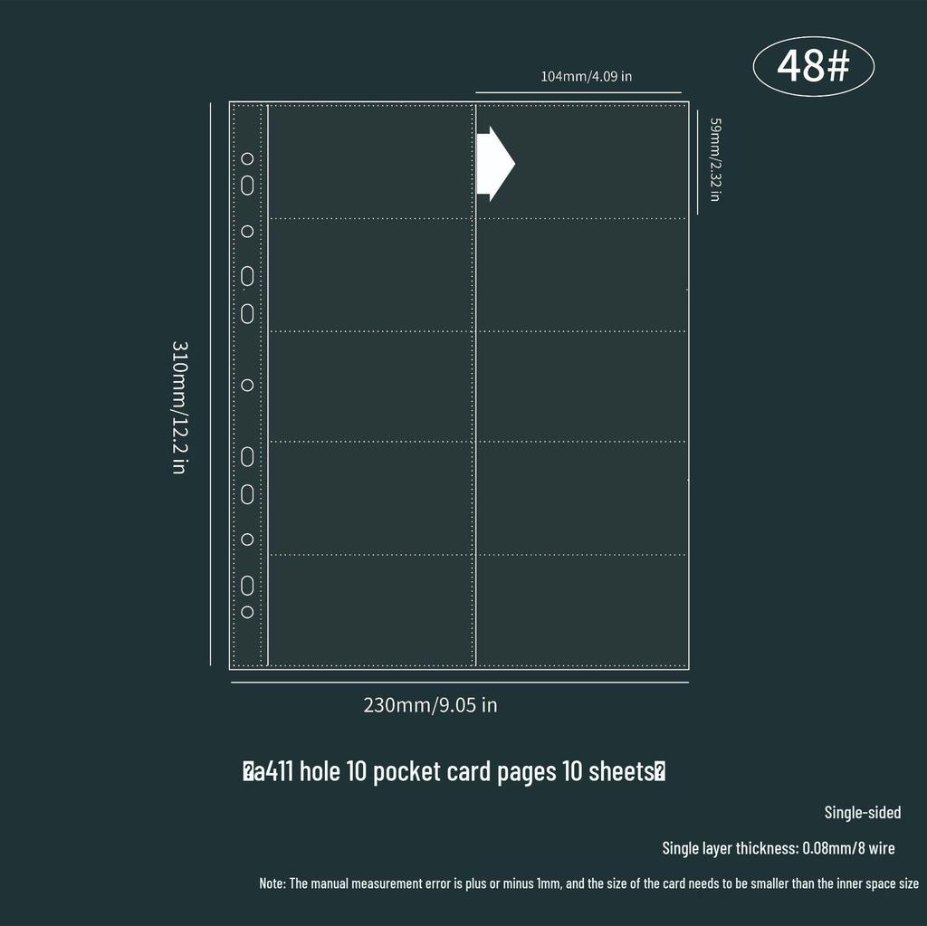 Light & Night 4-Pocket Card Album: Fits 6-Inch Polaroid & A4 Cards, High-Transparency Pages