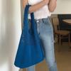 Large Capacity Knitted Tote Bag Korean INS Fashion Solid Color Hollow Out Shoulder Handbag for Women