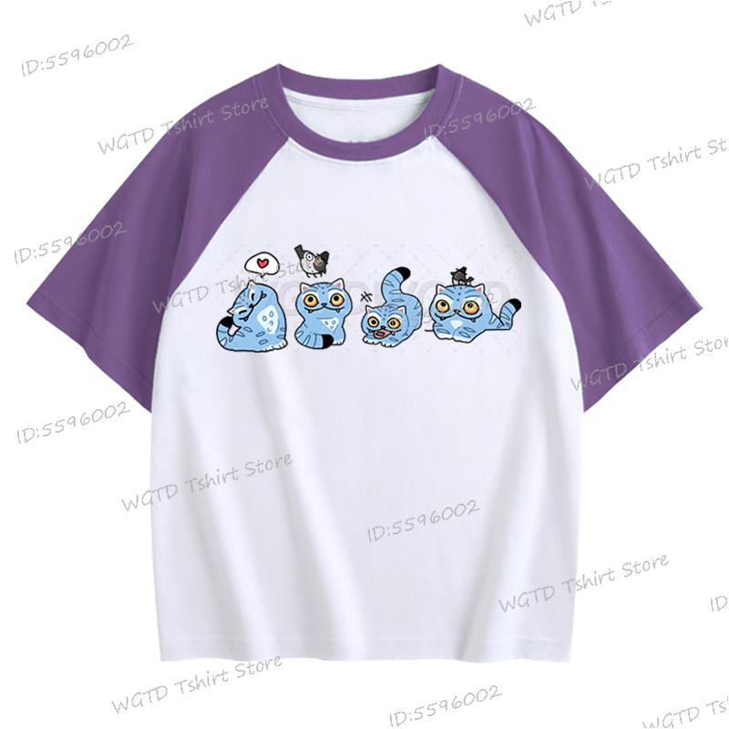 Popular children's clothing, movie prints, fashionable casual tops for young children, girls, boys, clothes, demon hunters, tigers, cartoon T-shirts