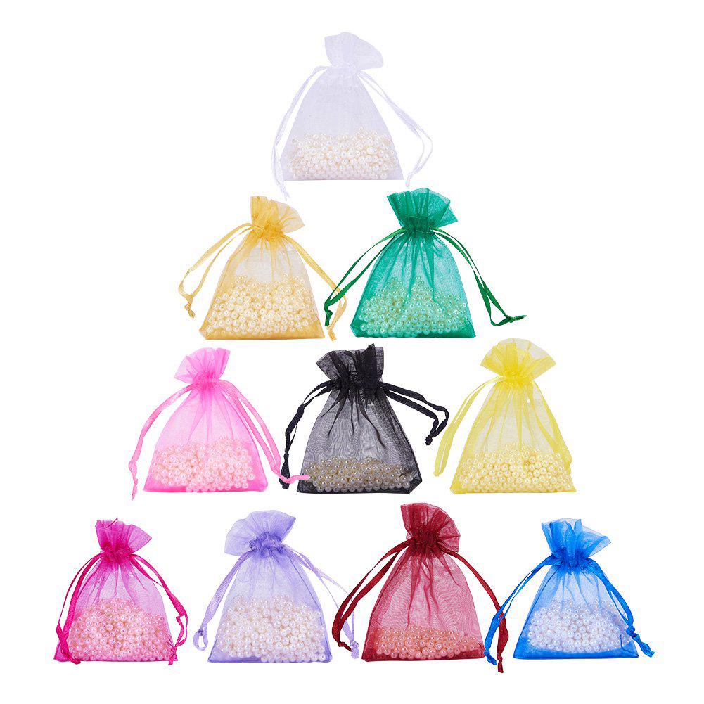 Fashion Ornaments Festival 100Pcs/Set Mini Drawstring Jewelry Color Candy Storage Mixed Mesh Bag Container