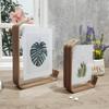 L-förmiger schwebender Fotorahmen, Einzigartige natürliche Maserung, Holzfurnier & Acryl, Moderner Schreibtisch-Display-Geschenk-Bilderrahmen