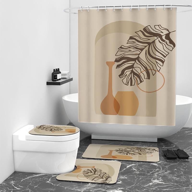 ins style digital printed shower curtain bathroom shower bath waterproof cloth