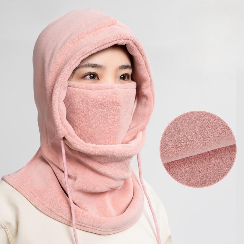 Unisex Windproof Balaclava - Knit Fleece-Lined Hood with Adjustable Drawstring for Motorcycle, Skiing & Outdoor Winter Sports