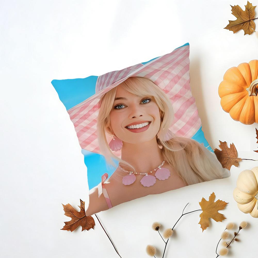 MMargot Robbie Cushion Cover Washable Linen Pillowcase Soft  for Daily Sofa Bed Home Room Decor