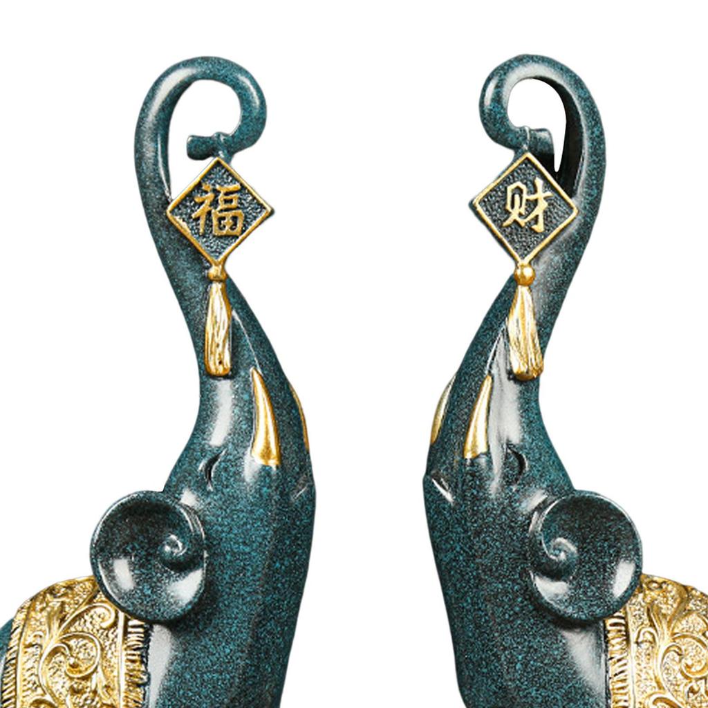 Statues Figurines Decorative Accent Sculpture with Trunk up for Home Desktop Decoration Resin Crafts