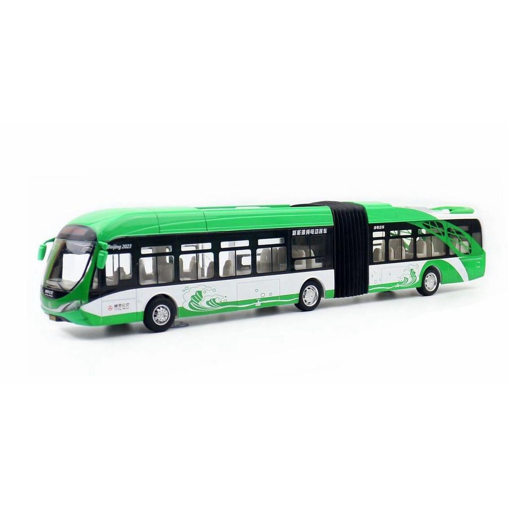 1/32 Articolato Doppia Sezione Autobus Giocattolo Auto Diecast Modello Pull Back Porte Apribili Suono e Luce Collezione Regalo Bambino Ragazzo