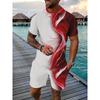 Casual Sports Suit Breathable Outdoor Casual Men's T-shirt Five-quarter Pants Suit Summer 3D Printing Suit for Men and Adults