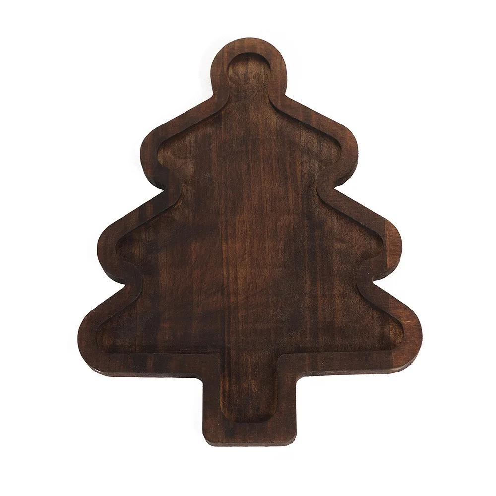 New Christmas Tableware Tray, Cute Household Wooden Christmas Tree, Fruit Plate, Cake and Dessert Compartments, Wooden Plate LIJ