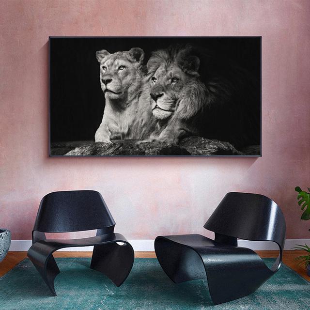 African Black Lion Leopard Animal Posters and Prints Canvas Painting Wall Pictures For Living Room Interior Cuadros Home Decor No Frame