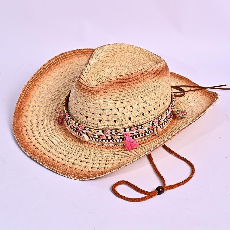 European, American and Western Cowboy Hats Children's Bohemian Sunscreen Visor Hats Show Small Face Hand-woven Straw Hats