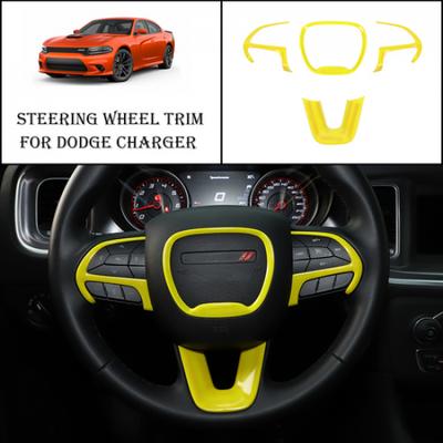 4x Yellow Steering Wheel Decor Cover for Dodge Challenger/Charger/Durango 2015+