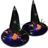 HX6F Halloween Wizard Hat Light Up Witch Hat Witch Caps Wizard Costume Accessories for Masquerades Party Decor Cosplay Props